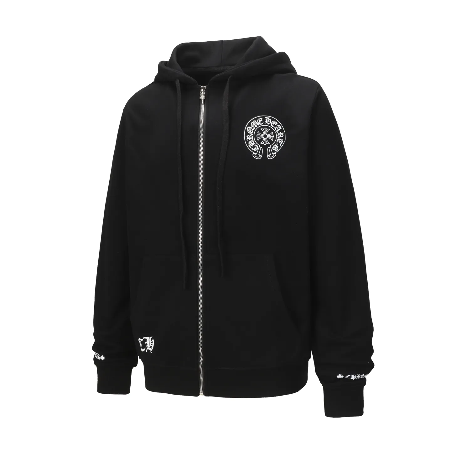 Q7—P230 -Chrome Hearts/Chrome Hearts printed zipper sweatshirt cardigan jacket -420 grams of high-density, high-quality wool, soft, delicate and skin-friendly, soft and silky to the touch, warm and skin-friendly -The hardware and zipper accessories are all customized and full of details -Colour: black -Size: S M L XL